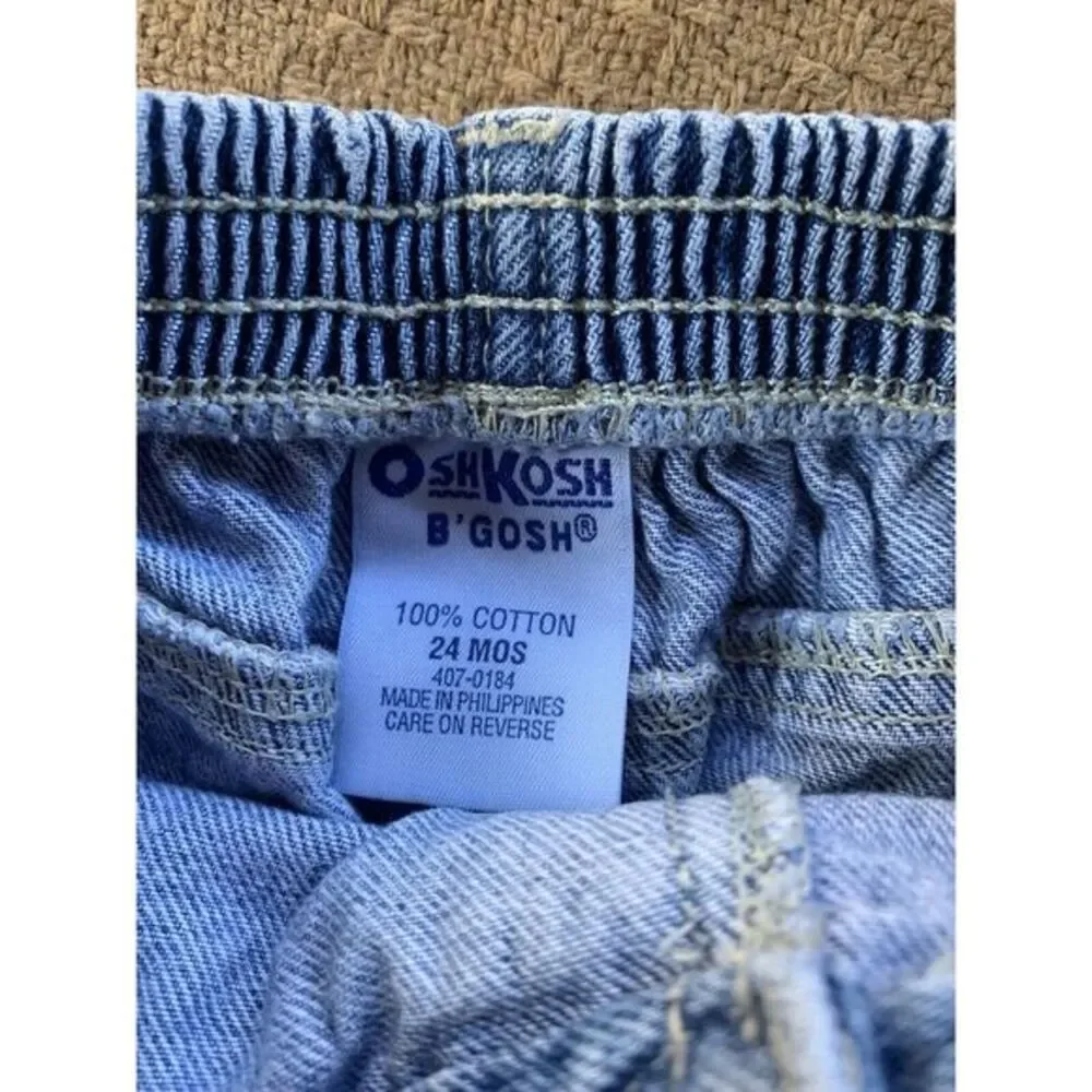 Toddler 24 Months Girls Vintage Osh Kosh Bgosh Embroidered Floral Blue Jeans 90s